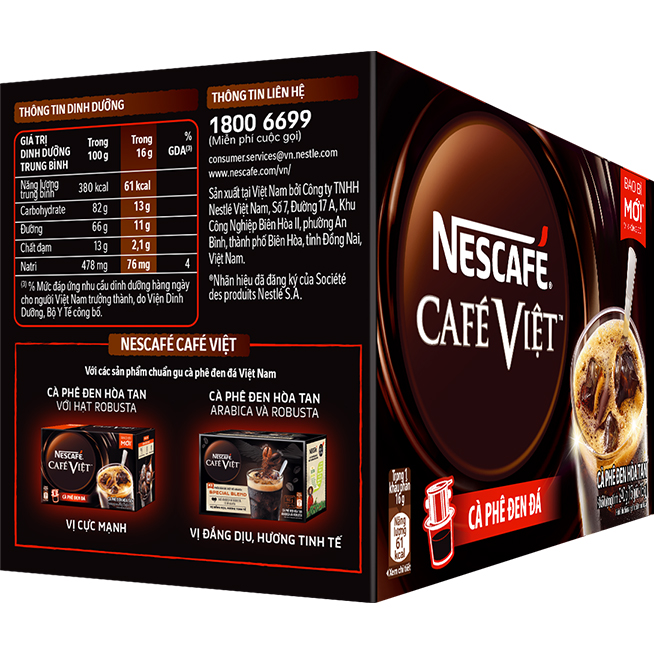 Combo 4 hộp cà phê hòa tan Nescafé café Việt đen đá (Hộp 15 gói x 16g)[Tặng bộ 3 lọ thủy tinh - Giao mẫu ngẫu nhiên]