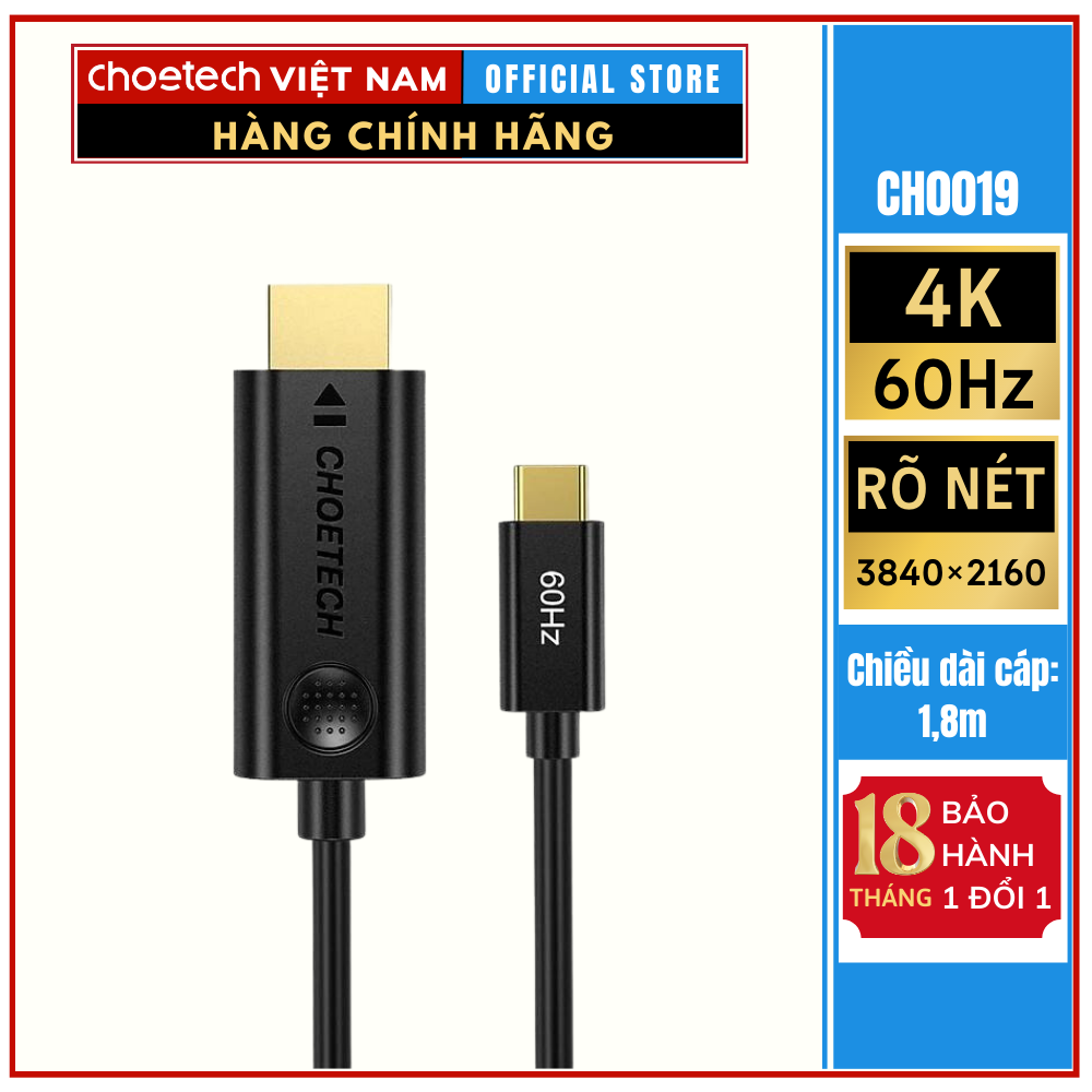 Cáp chuyển đổi Type C sang HDMI Choetech XCH-0030