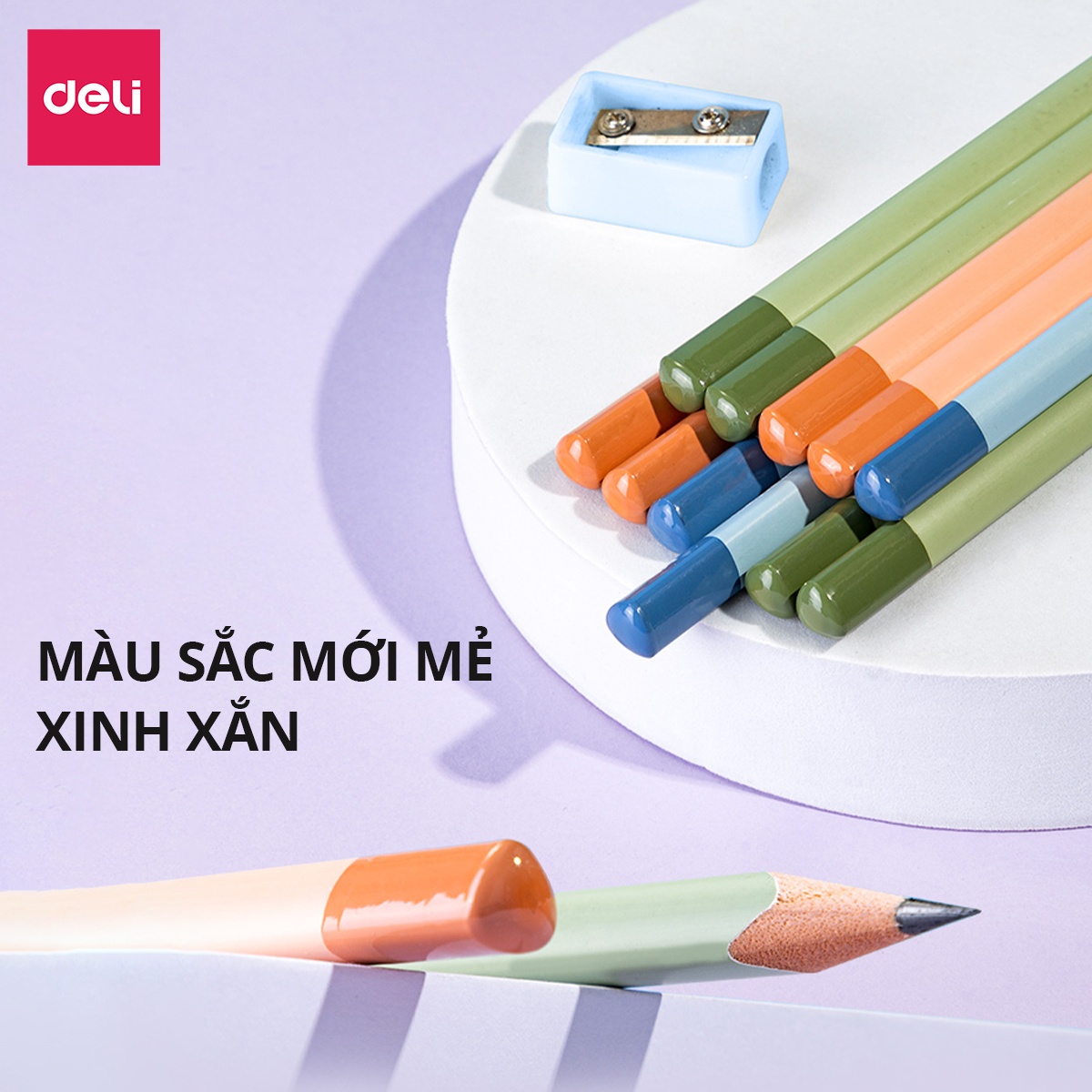 Bút Chì Gỗ 2B Lõi Dày Màu Pastel Deli - Chì Đậm Nhạy Máy Chấm Thi Học Sinh Văn Phòng Vẽ Tranh Tô Trắc Nghiệm