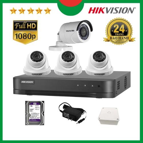 Trọn bộ Camera quan sát Hikvision 1/2/3/4 mắt 2MP, Kèm ổ cứng HDD 1TB. Hàng chính hãng