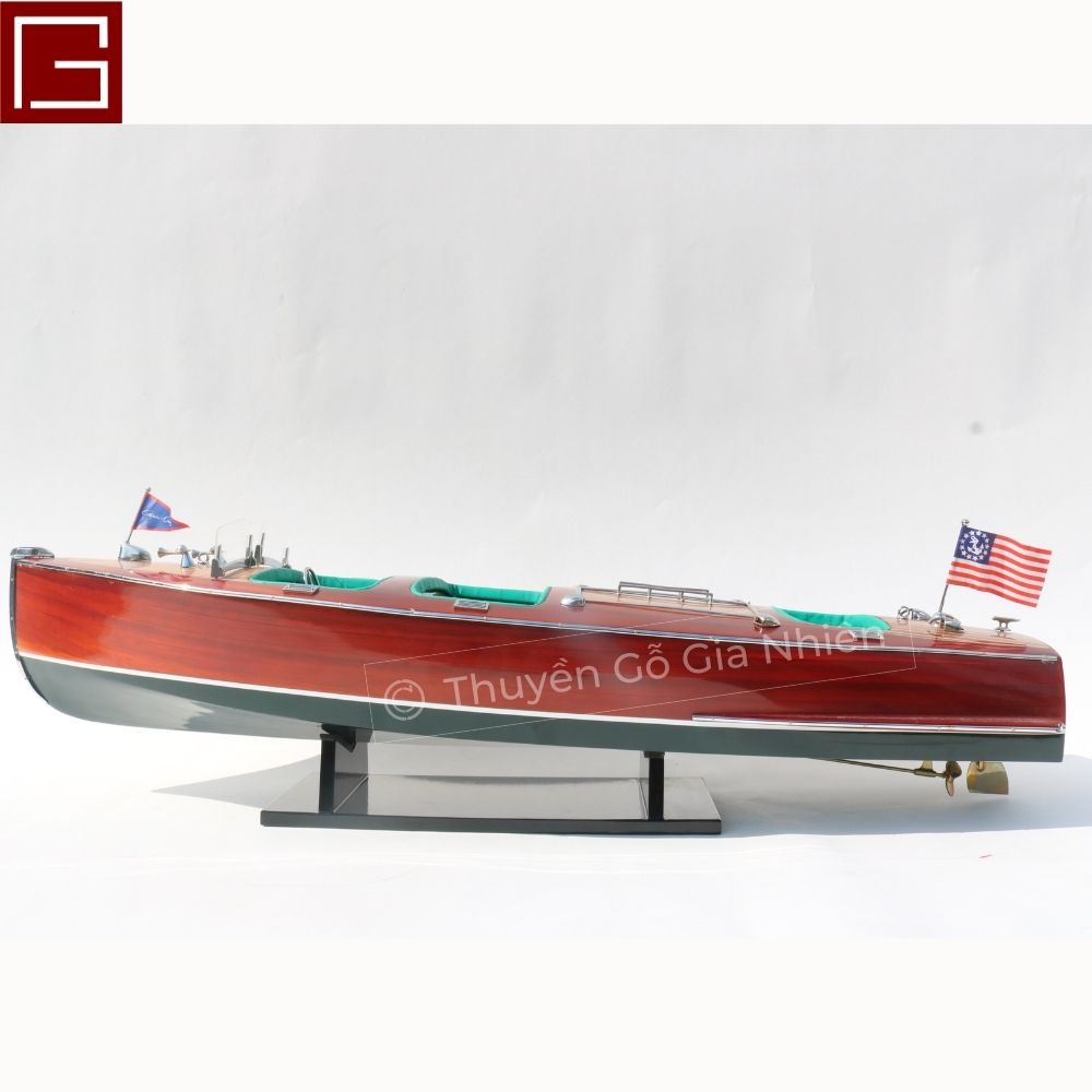 Mô Hình Thuyền Gỗ Phong Thủy Dạng Thuyền Đua Tốc Độ CHRIS CRAFT TRIPLE COCKPIT 1930 Chính Hãng Hàng Xuất Khẩu Chất Lượng Cao