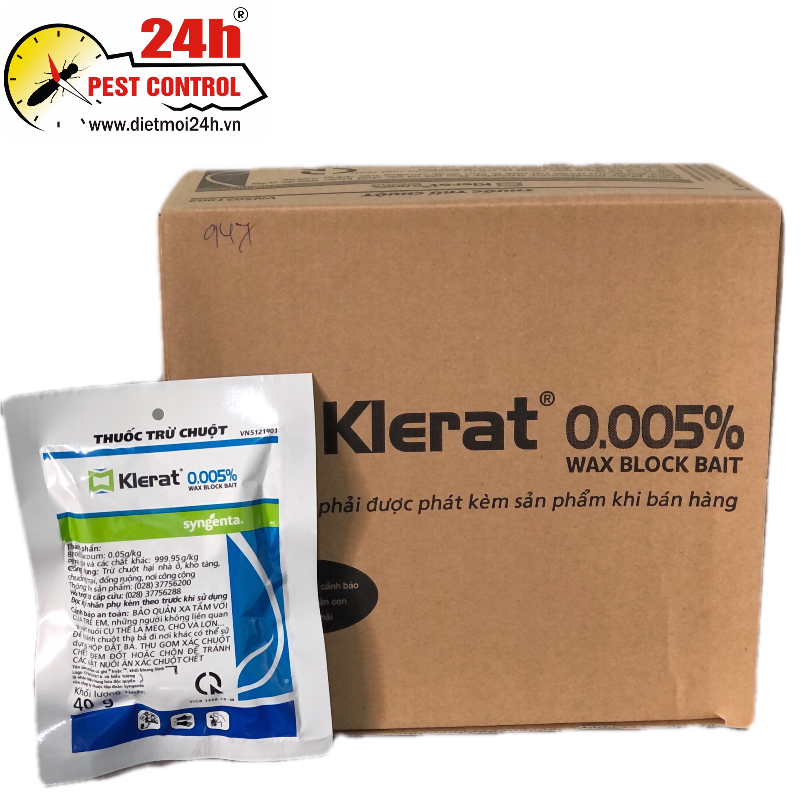 Thuốc trừ chuột Klerat 0.005% gói 40gam dạng viên mềm