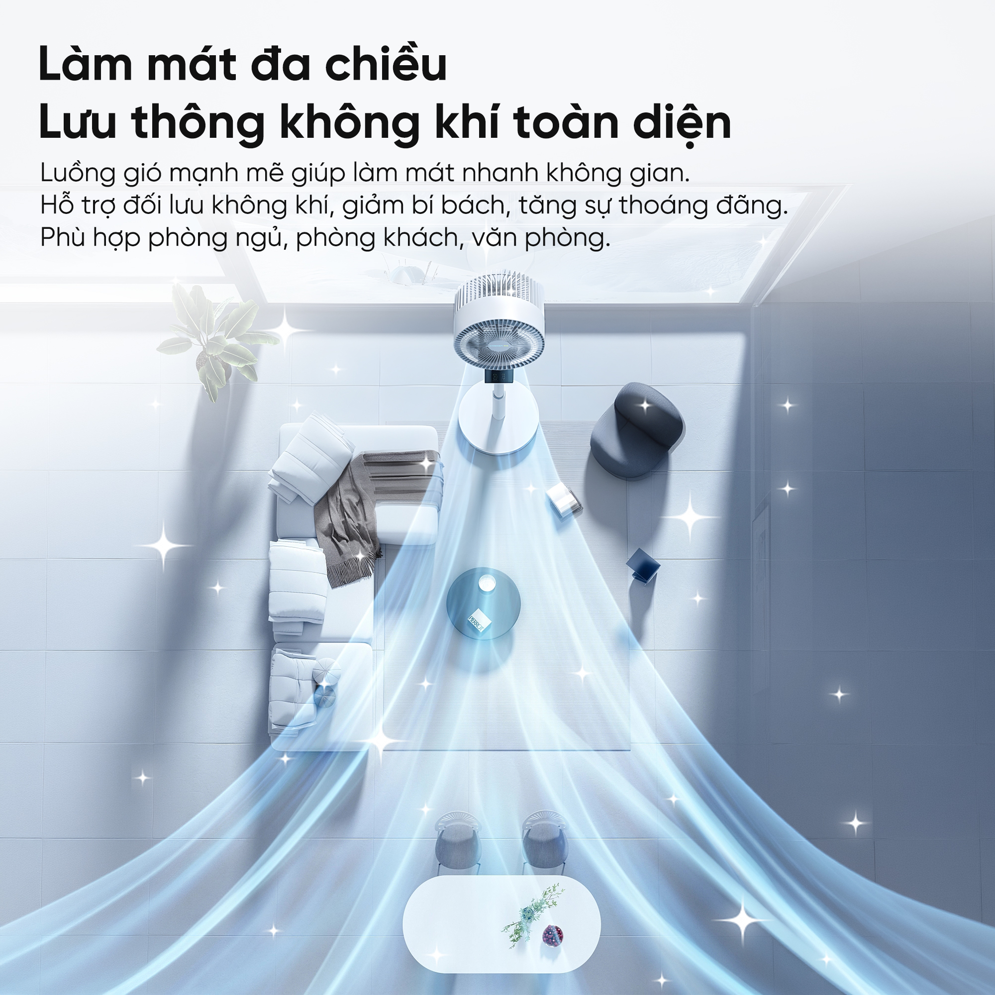 Quạt đối lưu không khí điều khiển bằng giọng nói Kosmen Eco ECO-F40AI-W, quạt thông minh, quạt điện (quạt đứng)