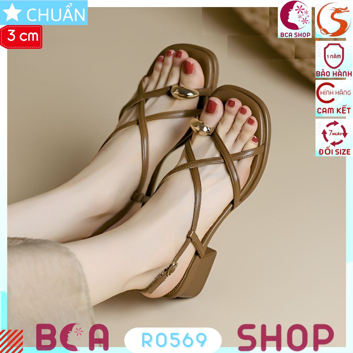 Giày sandal nữ đế thấp 3p RO569 ROSATA tại BCASHOP kết hợp kiểu xỏ ngón có điểm nhấn tại ngón cái độc đáo và thời trang