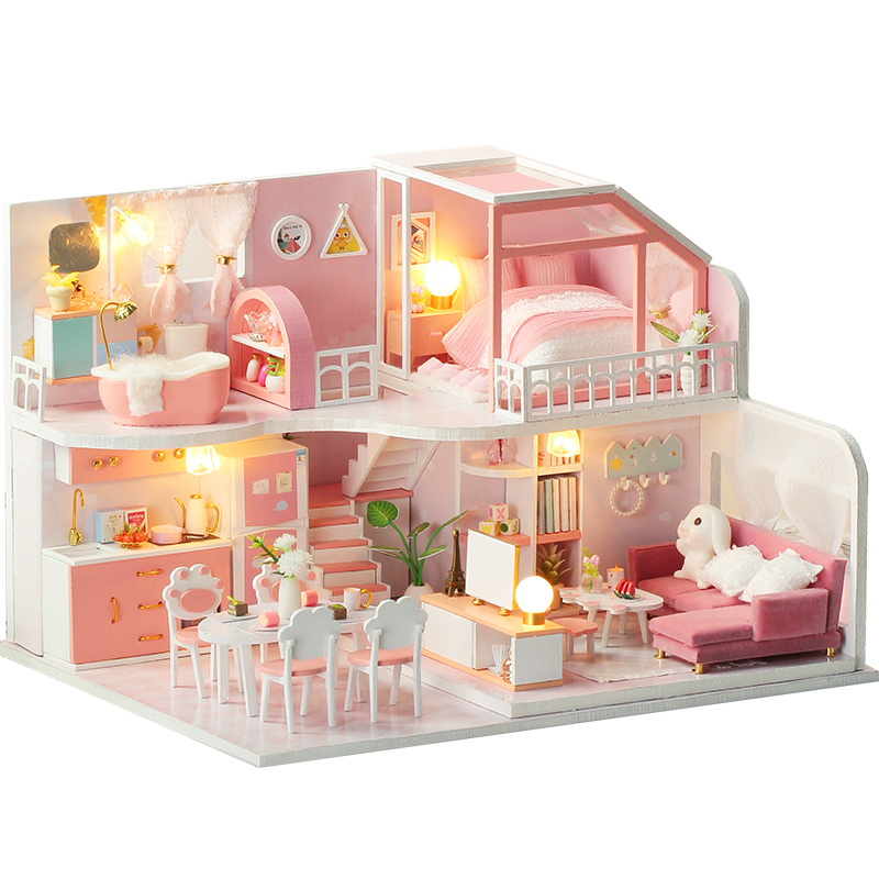 Đồ chơi lắp ghép  3D Mô hình nhà DIY Doll House Mid Summer Dream Kèm đèn LED