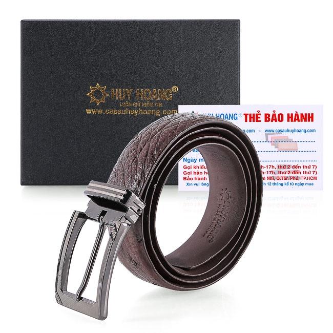 HC4448-49-50-51 - Thắt lưng nam da đà điểu Huy Hoàng da hột 3,5P đầu kim màu đen, nâu đất, vàng bò, nâu đỏ