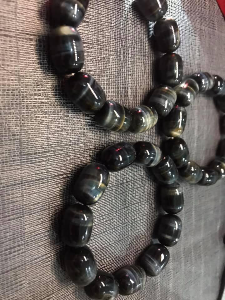 VÒNG ĐÁ MẮT HỔ KHÚC XANH ĐEN TỰ NHIÊN ĐẸP NAM mạng THUỶ MỘC KHÚC DÀI 18MM HẠT 13MM