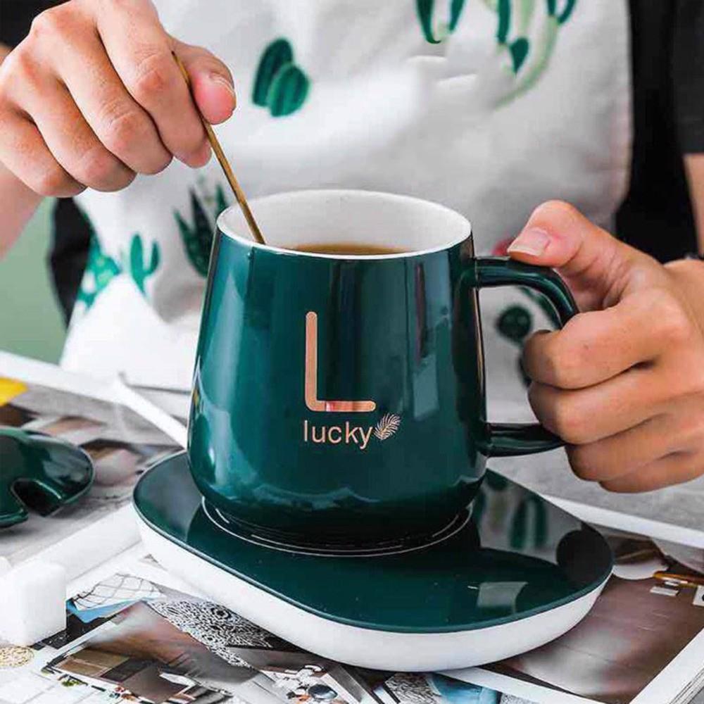 Bộ Cốc Và Đế Hâm Nóng Đồ Uống Lucky - Thông Minh - Tiện Lợi I Hàng loại 1