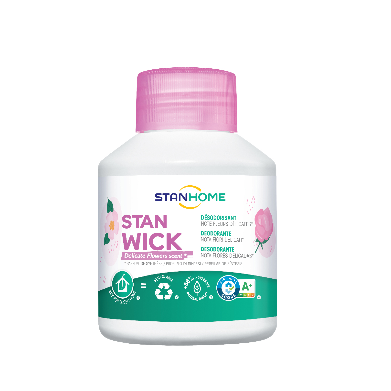 Sáp thơm khử mùi Stanhome Stan Wick Delicate Flowers 250ml hương hoa tinh tế từ hoa hồng và hoa violet tiêu chuẩn Air Label Score A+