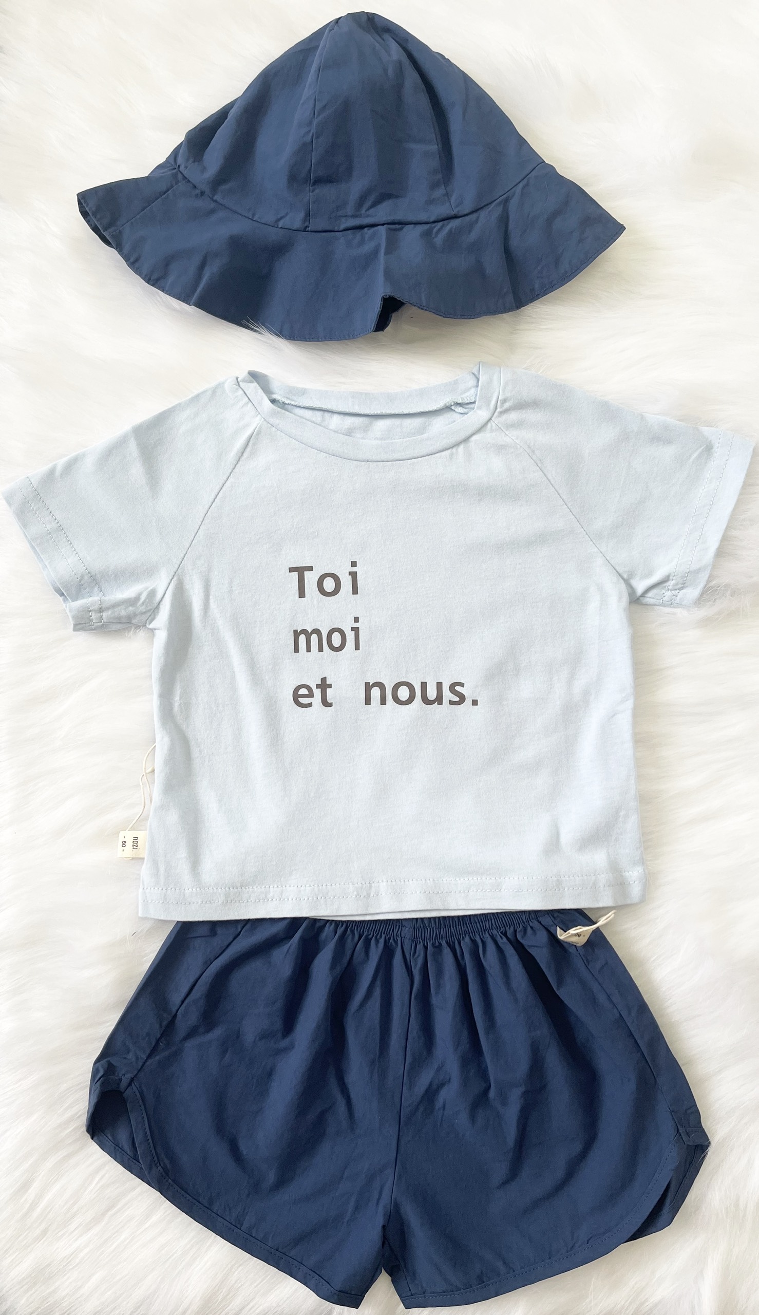 Đồ bộ ngắn tay kèm nón cho bé