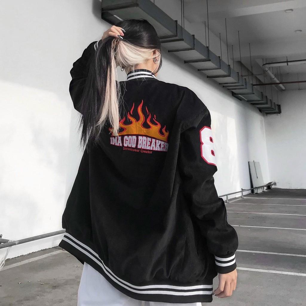 Áo Bomber Jacket Style Bóng Chày Unisex Nam Nữ IMA GOD BREAKER