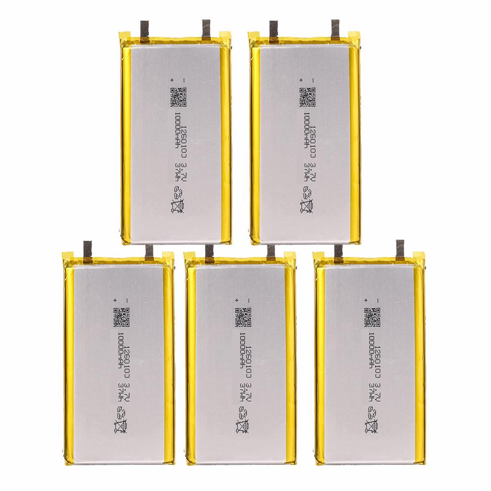 10000mAH 3.7V 1260110 Polymer lithium ion Pin sạc Li-ion cho POWER BANK Bảng GPS Sách điện tử Màu sắc: 5 Cái