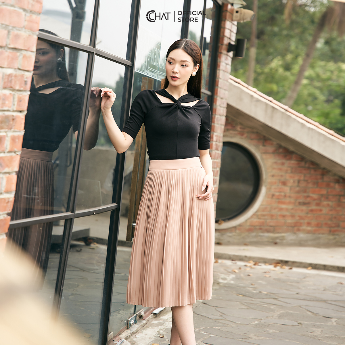 Chân Váy  Dập Ly Dáng Suông A Lỡ Chất Chiffon Cao Cấp Thanh Lịch 53CDH2013LB