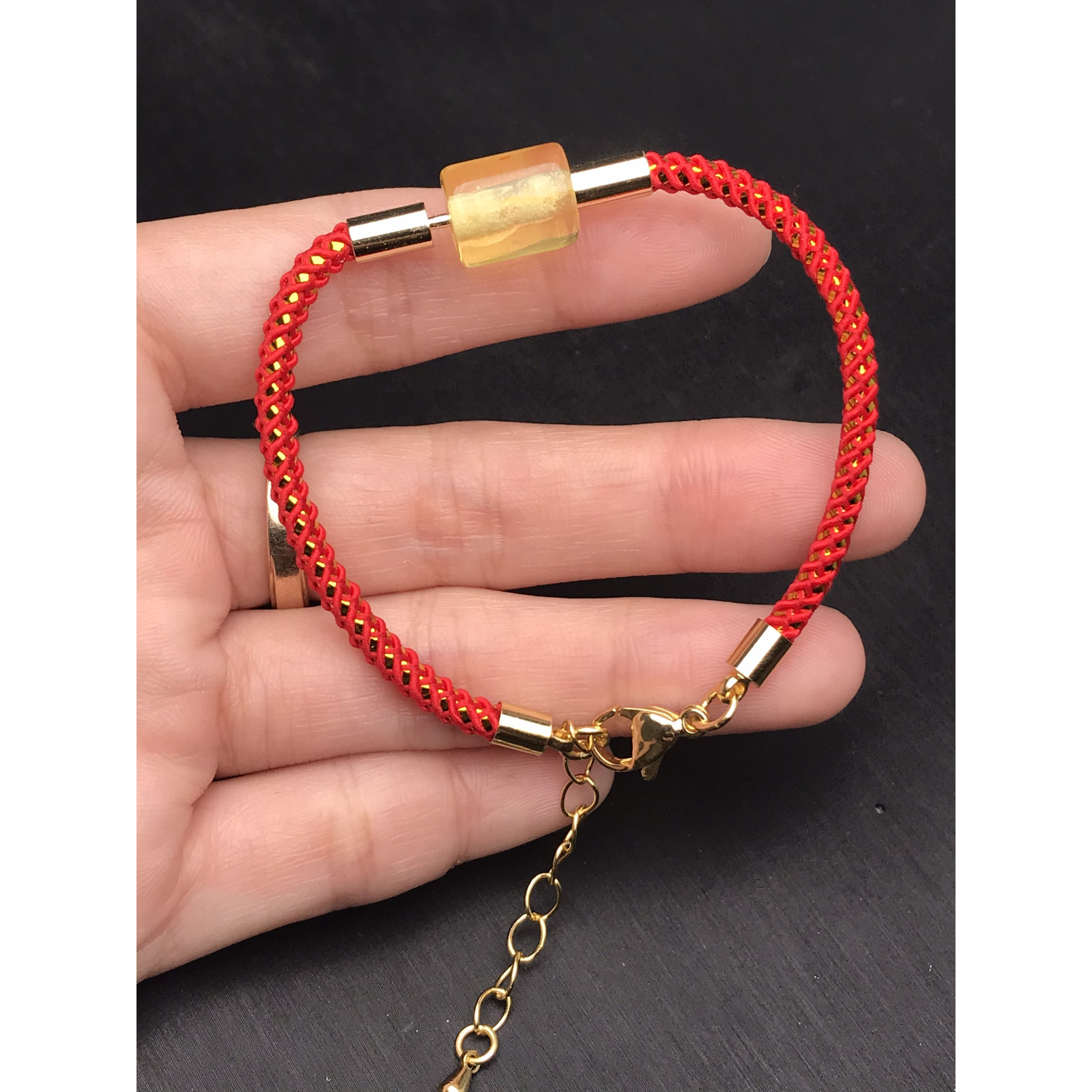 Vòng tay đồng điếu đá ngọc cẩm thạch A 10mm