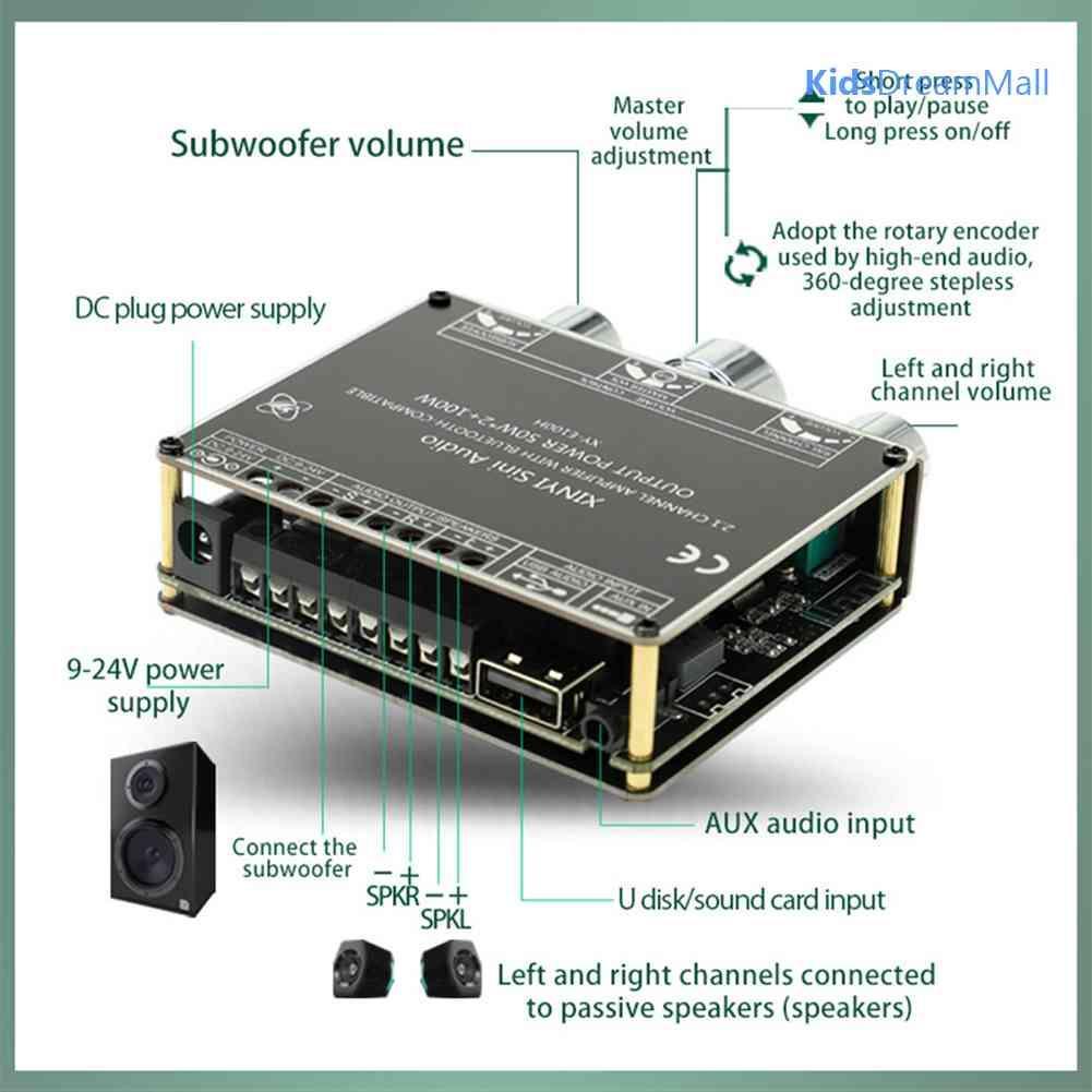 Bo Mạch Khuếch Đại Âm Thanh AUX Bluetooth 50W * 2 + 100W 5.1