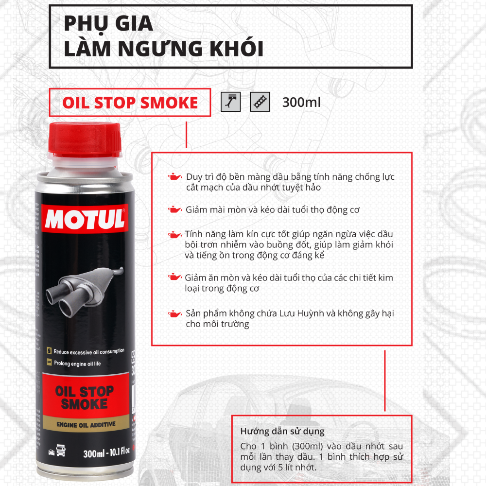 Phụ gia làm ngưng khói xe hơi - OIL STOP SMOKE 300ml