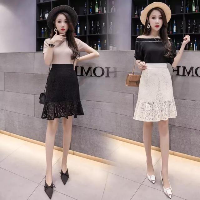 CHÂN VÁY ĐUÔI CÁ phủ ren thời trang