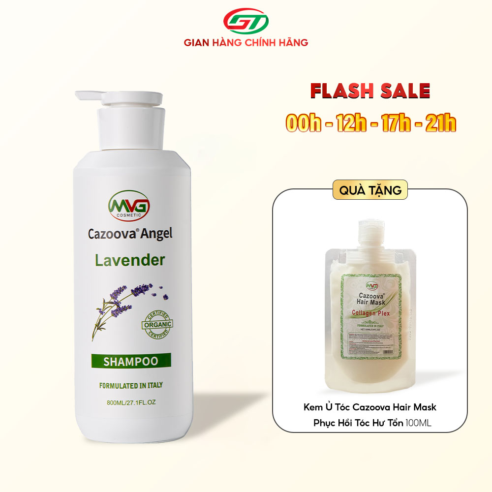 Dầu gội đầu Sạch Gàu, Phục Hồi Hư Tổn giảm thiểu tóc gãy rụng Cazoova Lavender 800ML