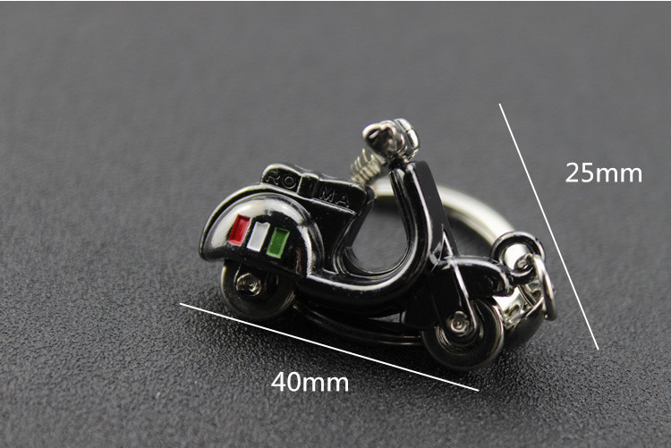 Móc khóa xe vespa ý, mô hình kim loại, mô phỏng chi tiết, bẻ tay lái, bánh xe xoay được