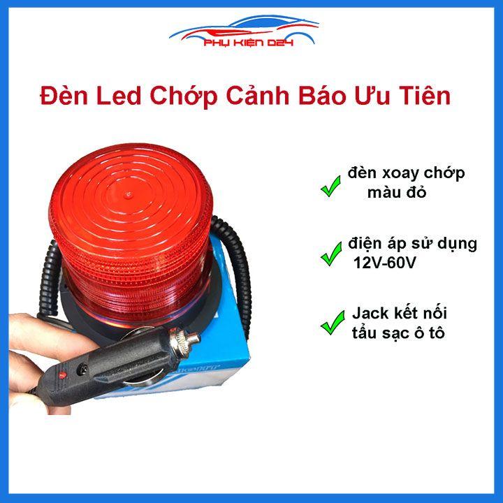 Đèn led chớp cảnh báo ưu tiên có dây cắm tẩu sạc dành cho ô tô 12v-60v hai màu vàng đỏ