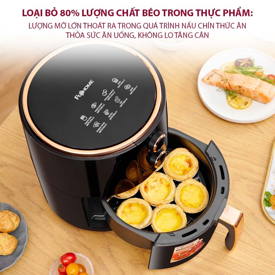 Nồi chiên không dầu 5.5L FUJIHOME A5B công suất mạnh 1500W, nồi chiên giá rẻ, đa năng - Hàng chính hãng