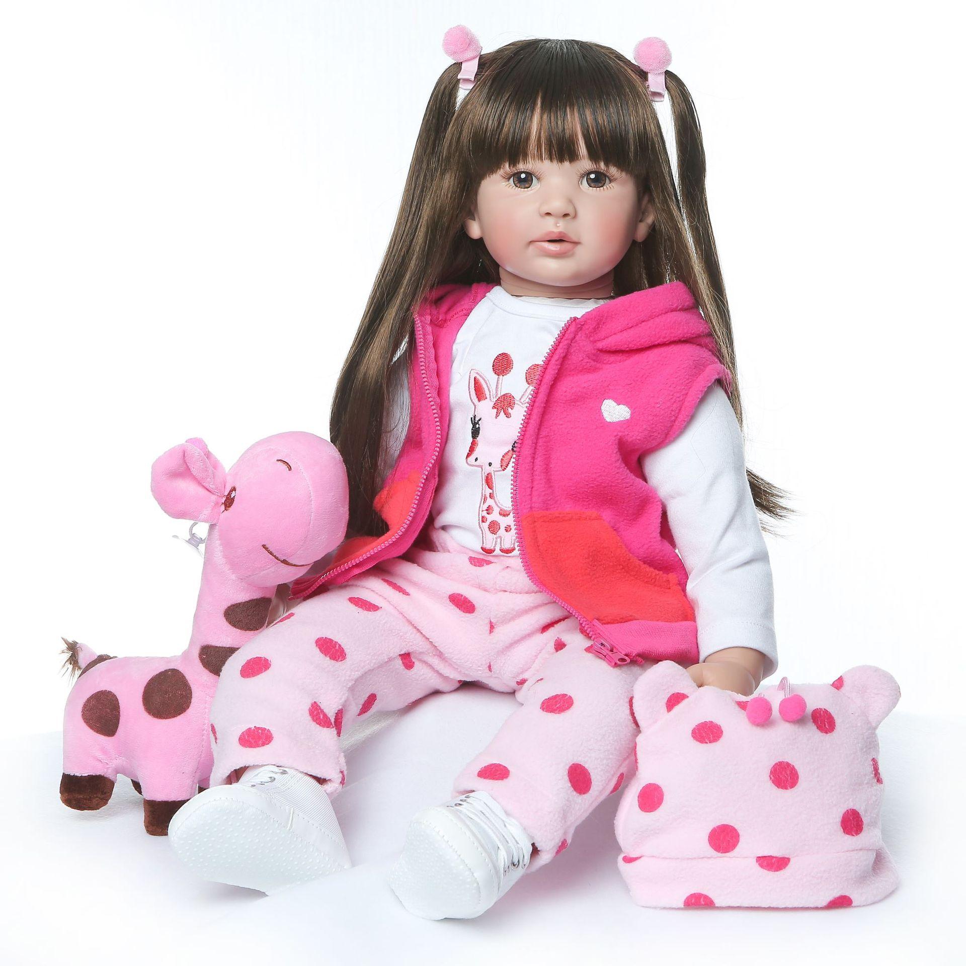 Búp Bê Tái Sinh Thân Gòn Mềm Mại Tóc Dài Môi Dầy 50 cm = 20 inch Reborn Vinyl Long Hair Doll