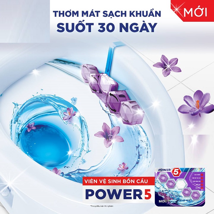 Combo 5 Viên Tẩy Vệ Sinh Bồn Cầu  Hương Biển Xanh Sạch Khuẩn Thơm Mát (55g/viên)