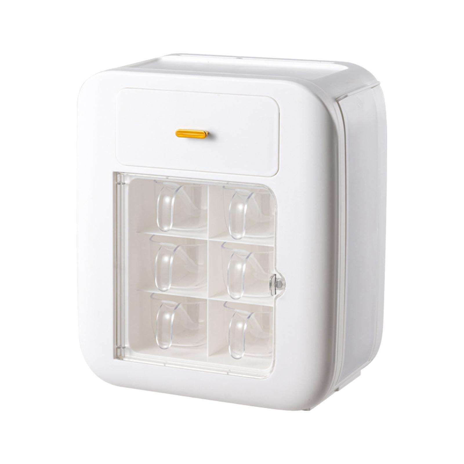 Wall Mount Spice Rack Seasoning Storage Box Kitchen Organizer Rack White