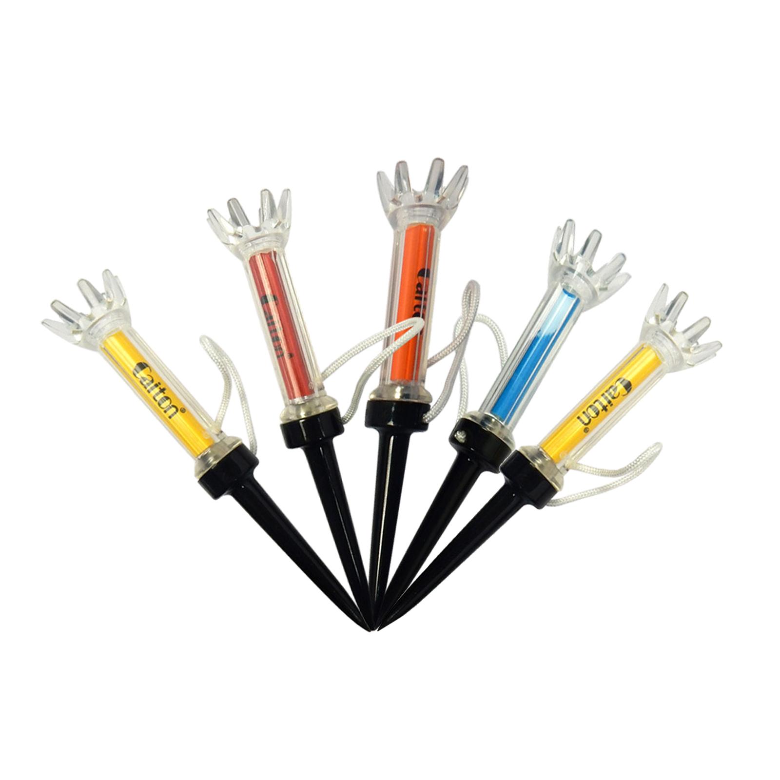 Golf Tee Set, 5pcs Magnetic Golf Tees Plastic Golf Tees Pre-set Golf Tees with Built-in Spring Golf Hitting Training Aids Tool