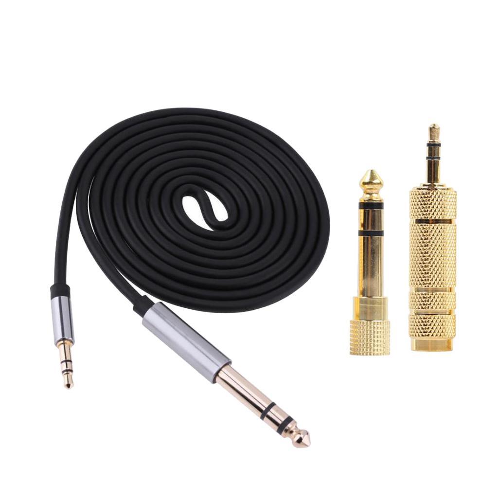 3.5mm Male To 6.35mm Male Stereo Audio Cable for Mixer Amplifier +2 Jacks