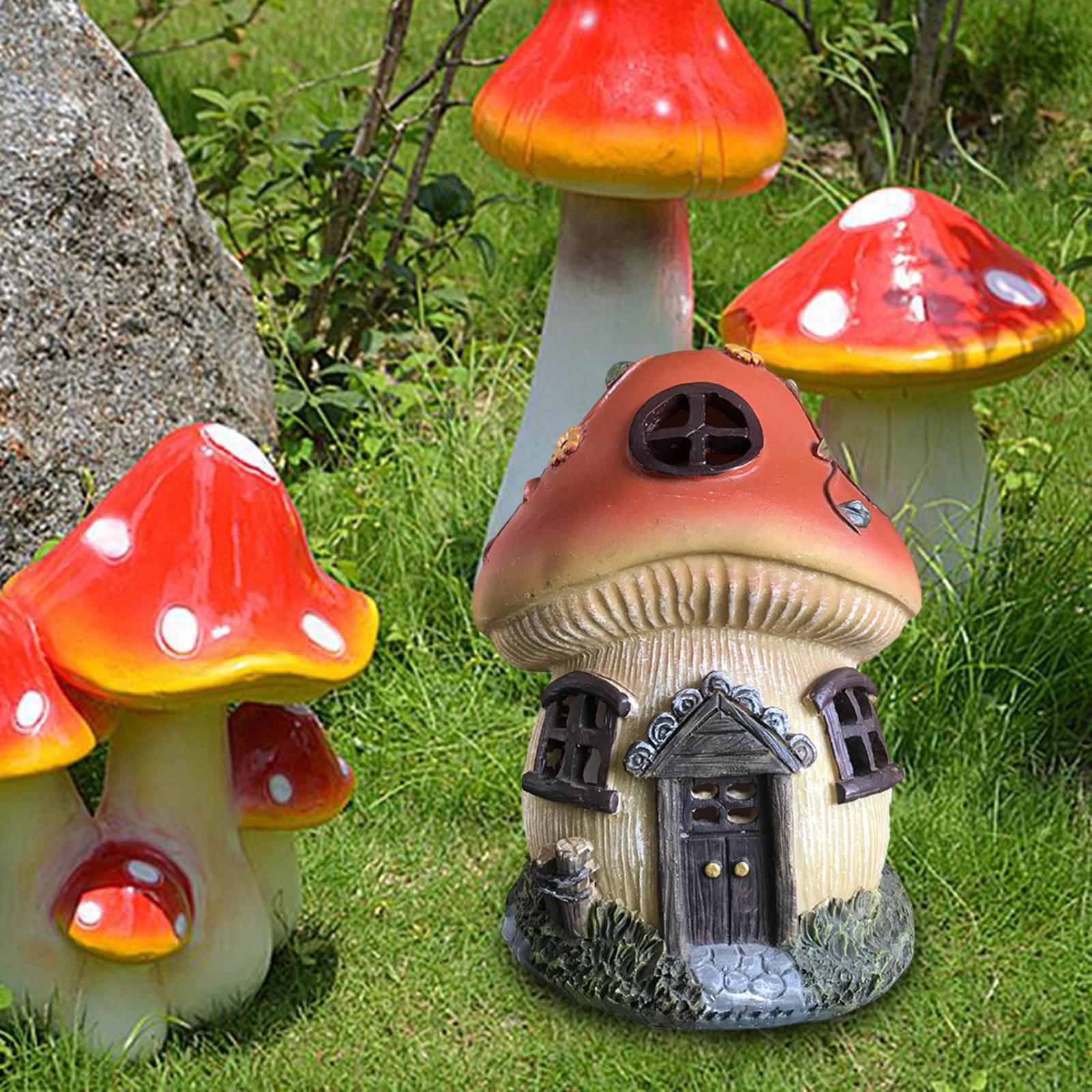 Home Mushroom House Garden Solar Powered Light Yard Patio Ornament Figurine