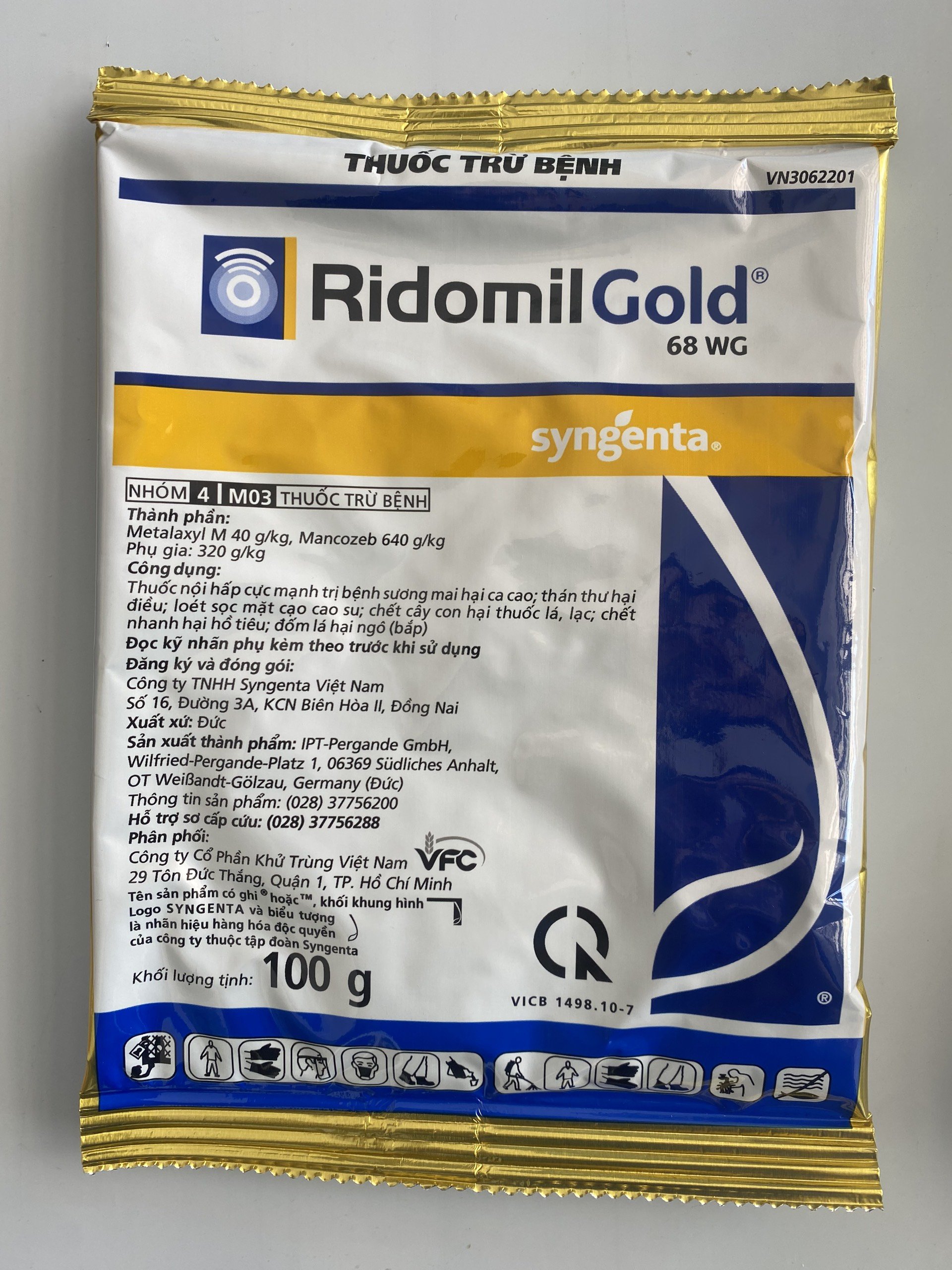 Ridomil Gold 68WG | Phòng trừ, diệt nấm bệnh trên cây trồng | Gói 1kg, 100g