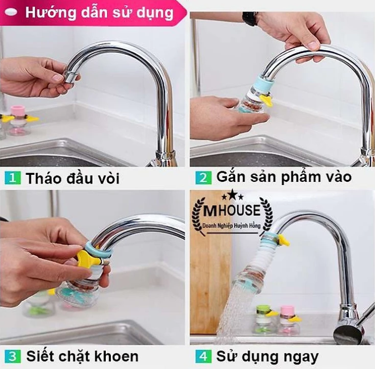 Đầu nối vòi nước KG17 tăng áp thông minh chứa hạt lọc bẩn, phù hợp mọi loại chậu xoay 360độ khoảng 3.5cm (giao màu ngẫu nhiên)