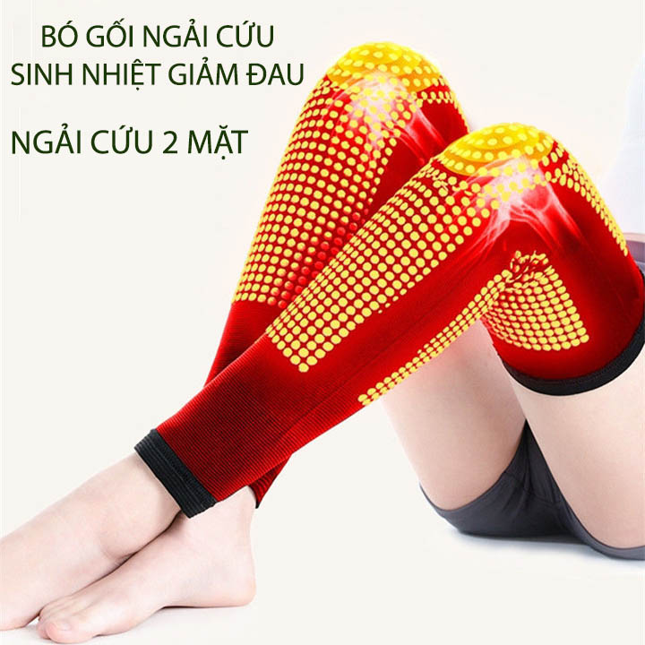 Đôi bó gối ngải cứu 2 mặt bảo vệ và làm nóng, giảm đau khớp, loại dài 42cm