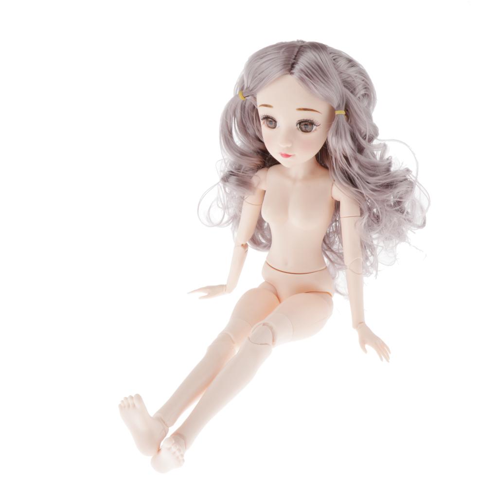 45cm 26 Joints Nude Girl Doll Body Model White Skin With Shoes - Change The Doll - Grey Hair
