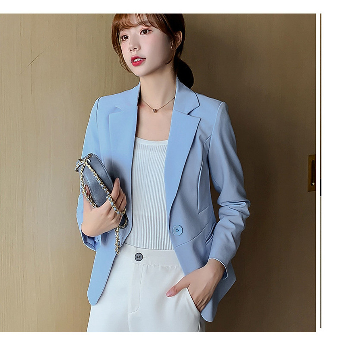[HCM]Áo khoác xanh vest blazer nữ cao cấp phong cách Hàn Quốc(có lớp lót)