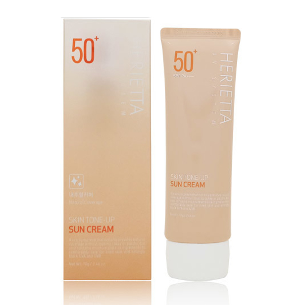 Kem chống nắng nâng tông, che khuyết điểm kiềm dầu Herietta UV System Skin Tone - Up Sun Cream Hàn Quôc 70ml