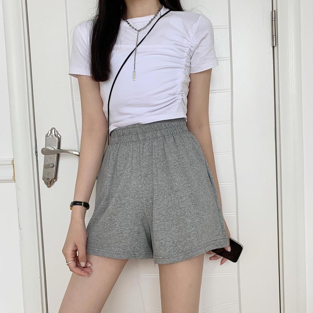 Quần short unisex chất thun màu đen/ trắng/ xám CRQ031