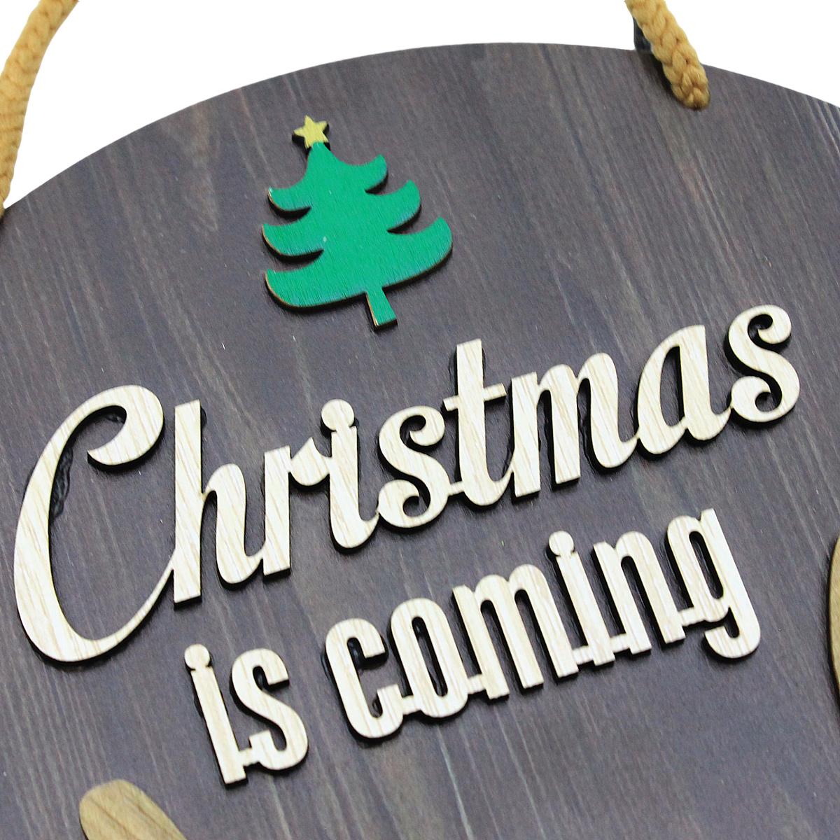 Bảng Gỗ Tròn Treo Tường Trang Trí Giáng Sinh - Bách Mộc - Tuần Lộc