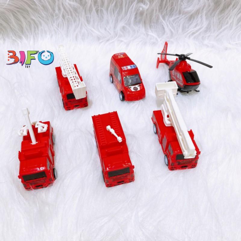 Set 6 đồ chơi xe cứu hỏa đỏ cho bé vui chơi thỏa thích