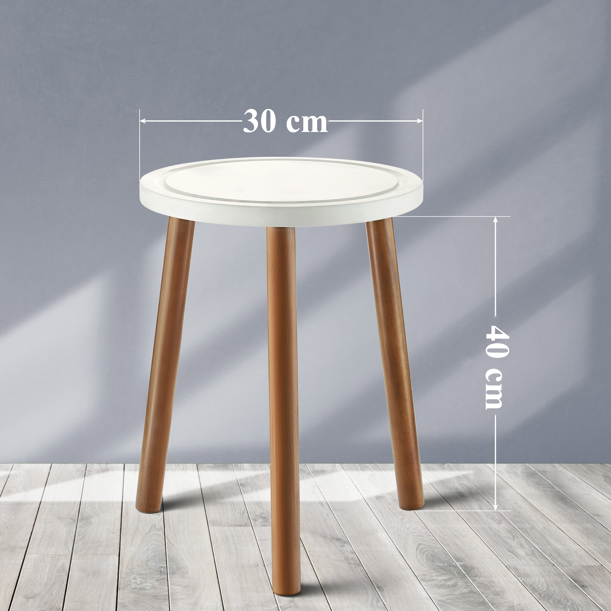 (Bộ 2) Kệ Giá Tròn Nhỏ Đỡ Chậu Hoa Đôn Gỗ  Bàn Trà, Chân Rời Tháo Lắp Dễ Dàng, 40x30 cm