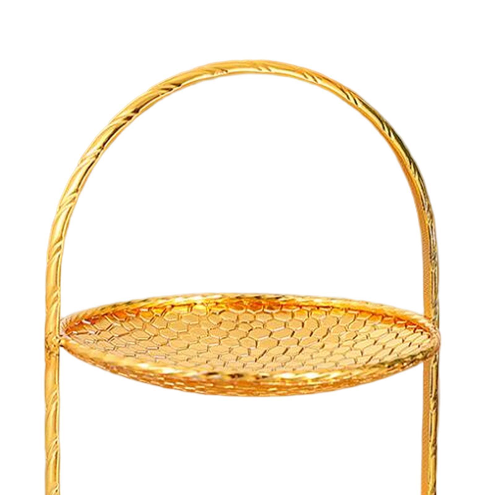 Round Golden 2 Tiered Cake Stand Dessert and Cupcake Stand