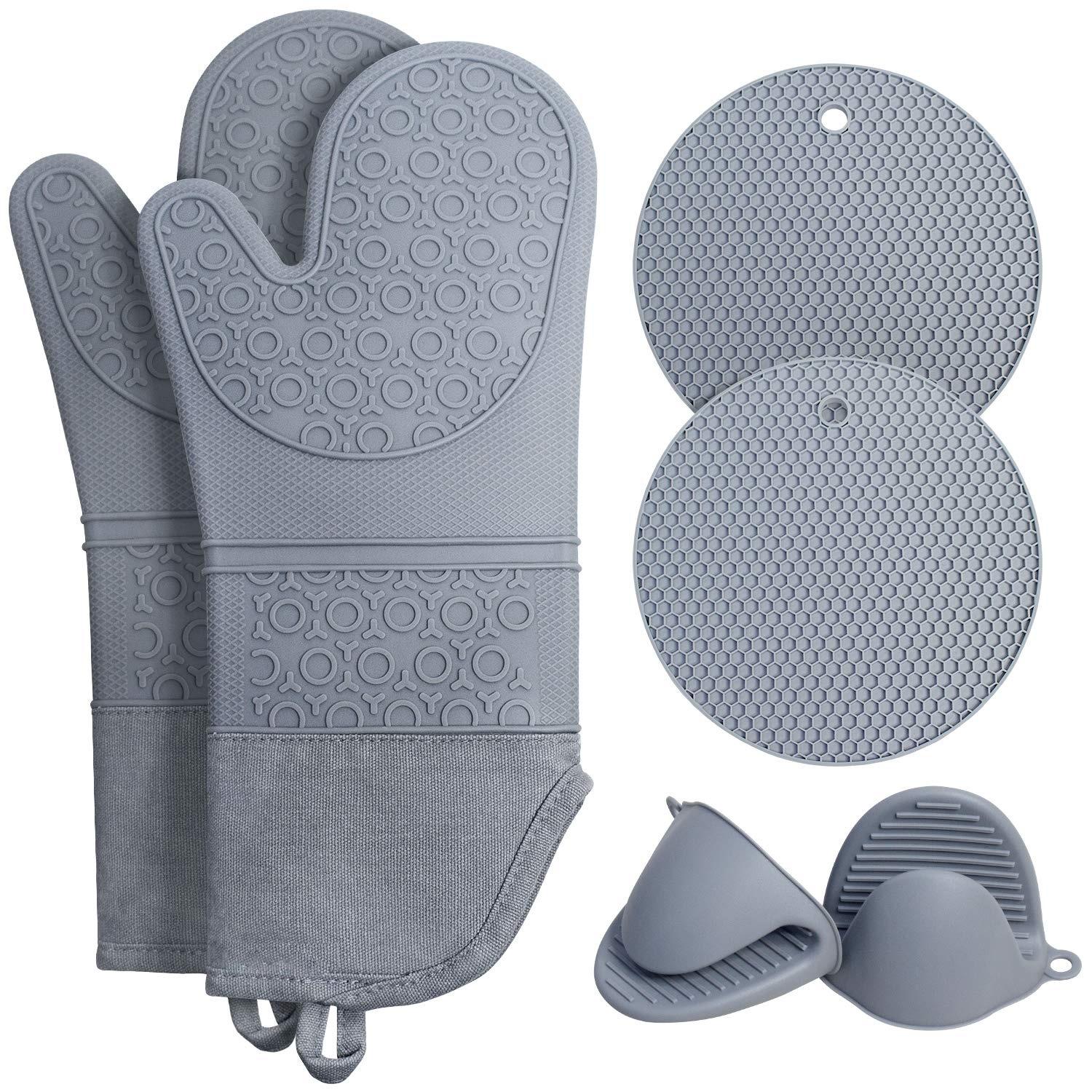Găng tay lò nướng / chậu Threbe Set-Extra Găng tay nhà bếp dài làm bằng silicon với găng tay mini-snap