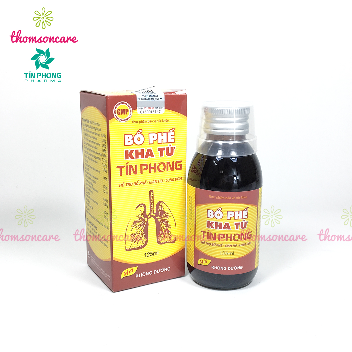 Siro Bổ phế Kha tử Tín Phong - Chai 125ml không đường - Hỗ trợ long đờm, giúp giảm ho, đau, ngứa rát cổ họng