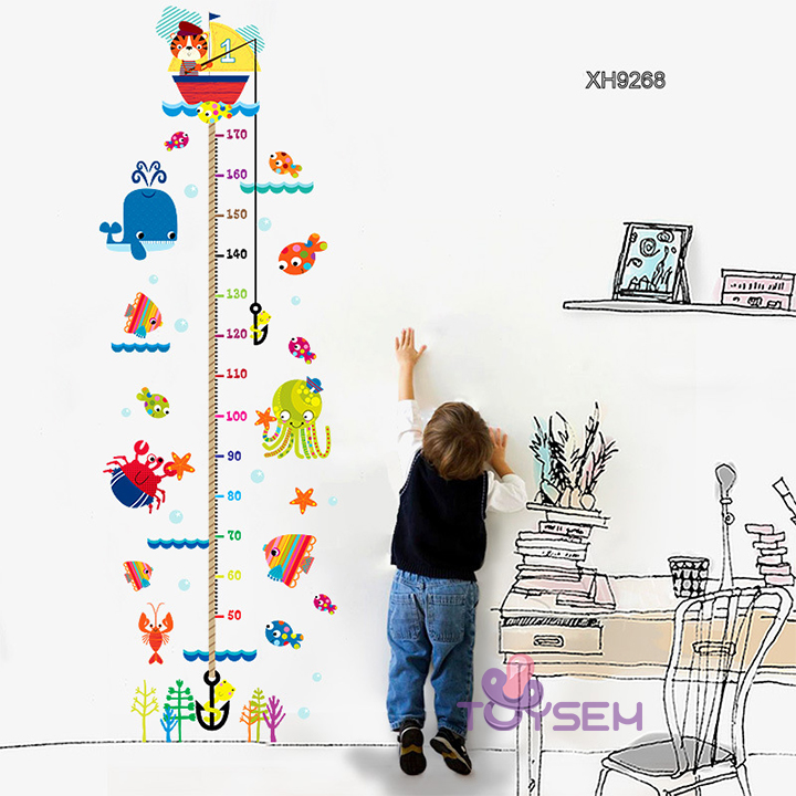 Decal dán tường thước đo chiều cao cho bé hình mỏ neo dễ thương - Trang trí decor phòng cho bé - Quà Tặng sinh nhật cho trẻ