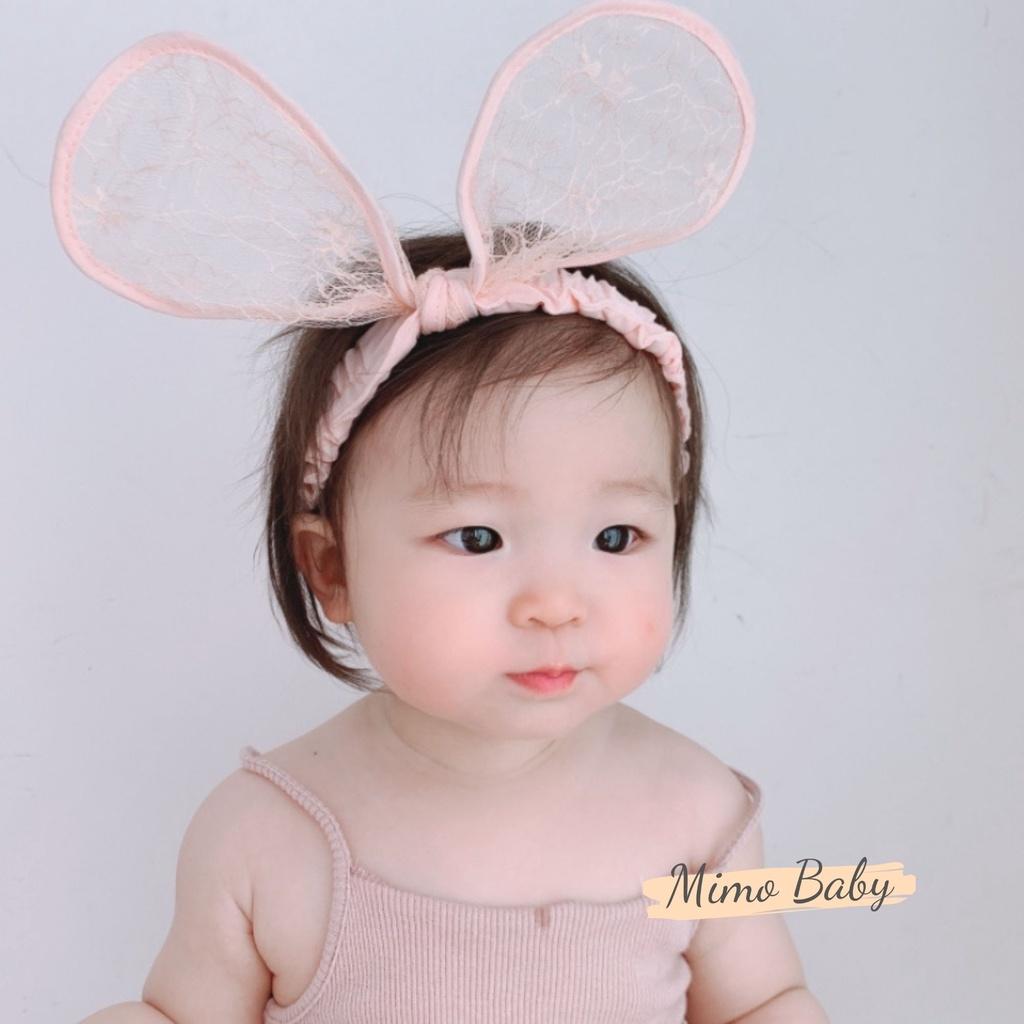 Băng đô turban tai thỏ ren bản lớn đáng yêu cho bé Mimo Baby BD31