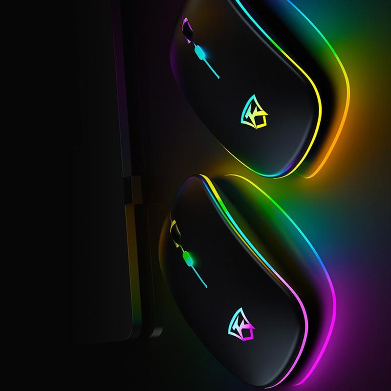 Thuận Lợi Nhất Phantom Wolf Chuột Không Dây Siêu Mỏng 2.4G Dạ Quang Tắt Tiếng Nút Im Lặng Sạc Máy Tính Đa Năng