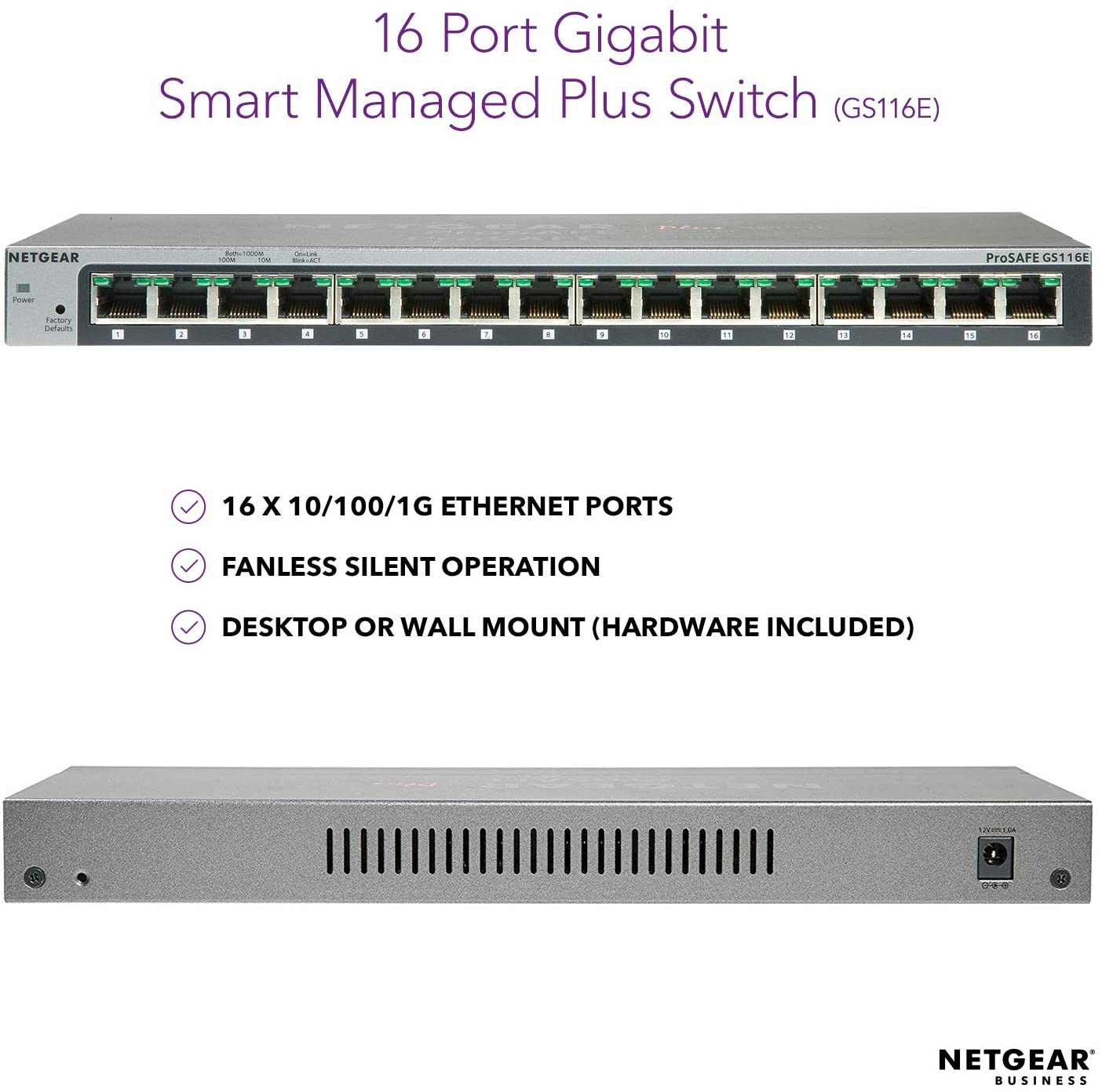 Bộ Chia Mạng Để Bàn 16 Cổng 10/100/1000M Gigabit Ethernet Smart Switch Netgear GS116E - Hàng Chính Hãng