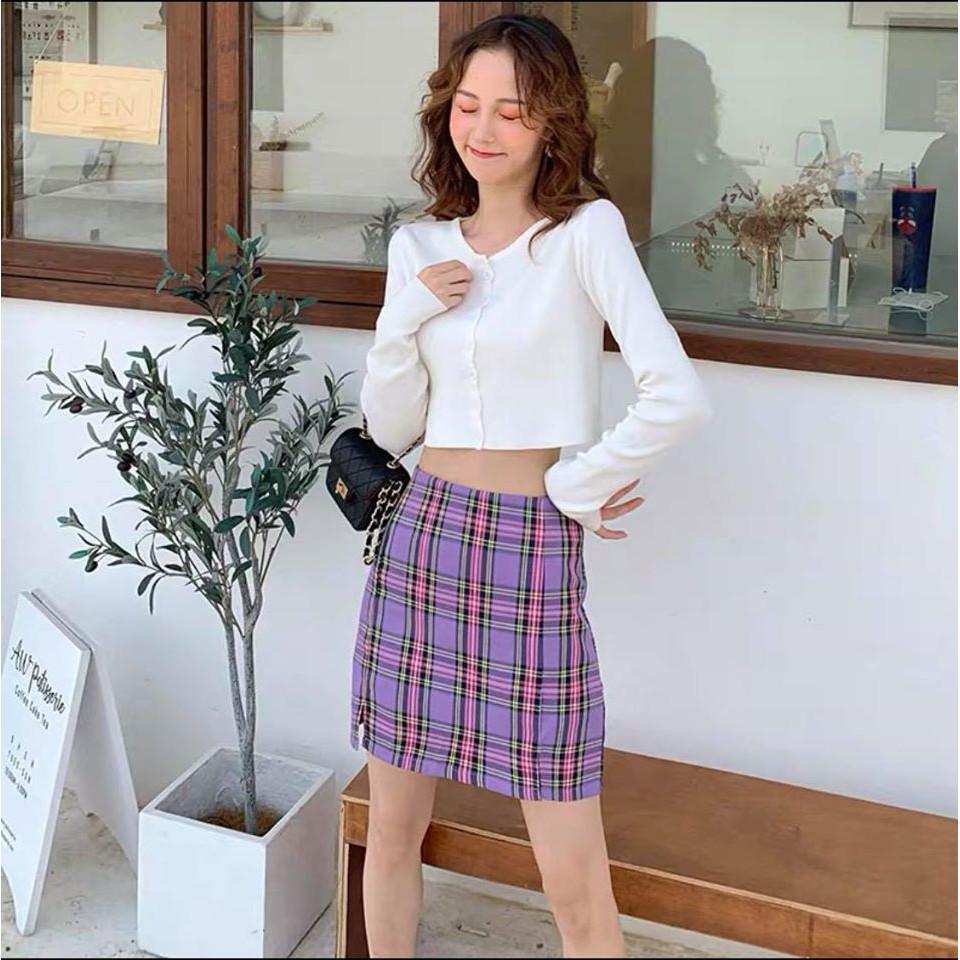 Chân váy kẻ caro dáng chữ A nhiều màu ULZZANG THE 1992