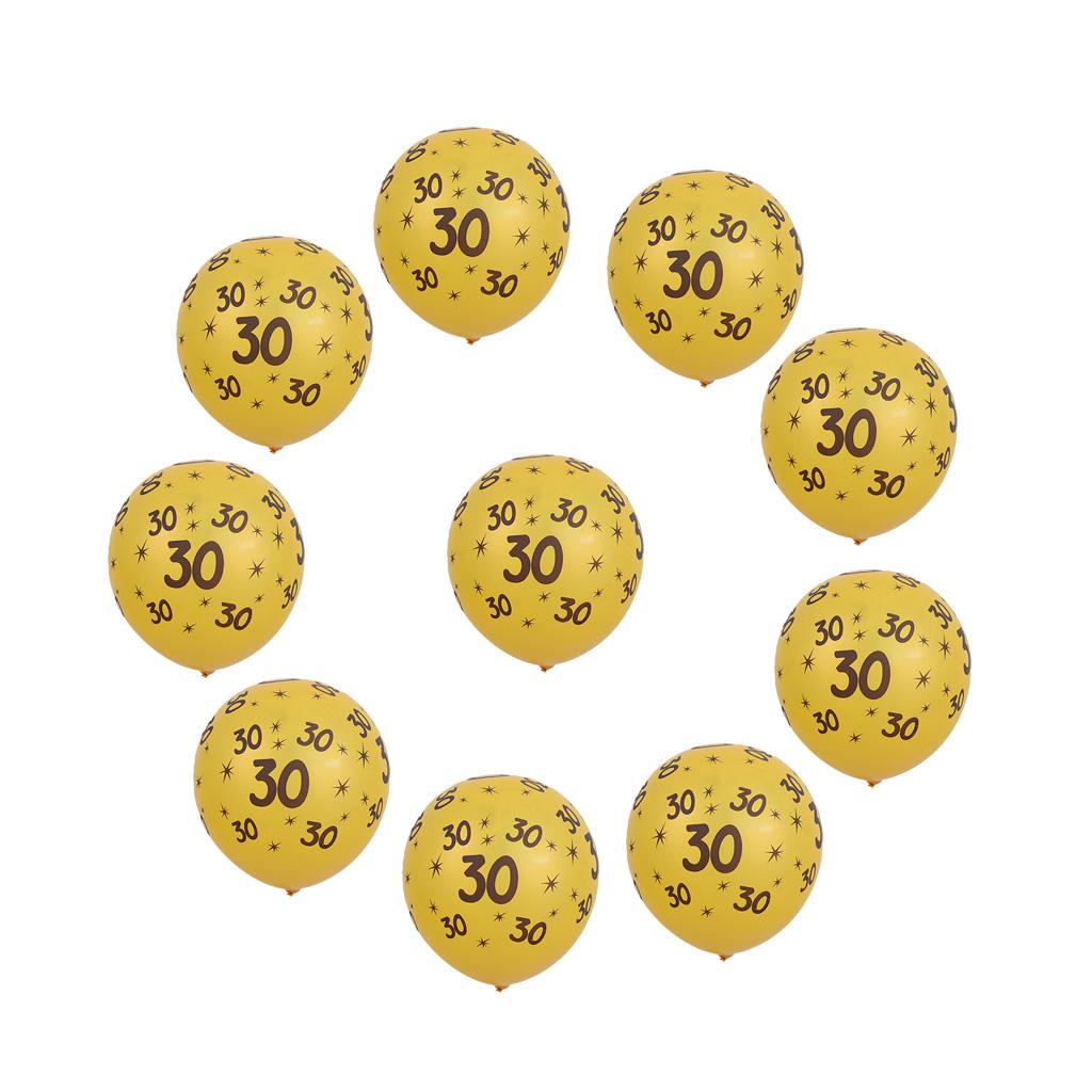 10/set 12in Gold Latex Balloons for Birthday Anniversary Party Number Age